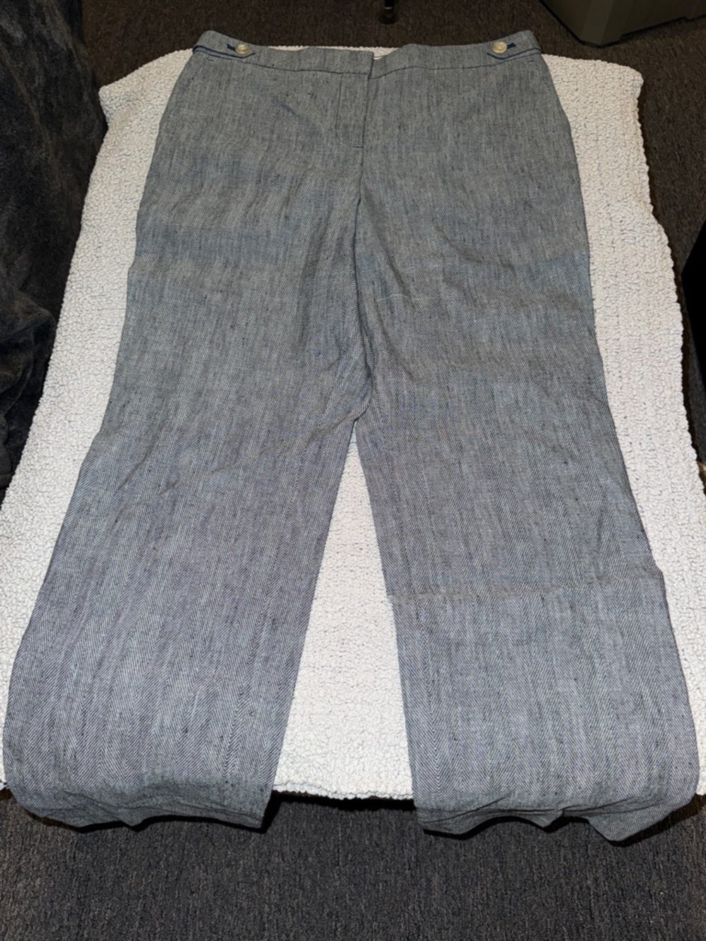 Ann Taylor Light Gray Straight-Leg Linen Pants